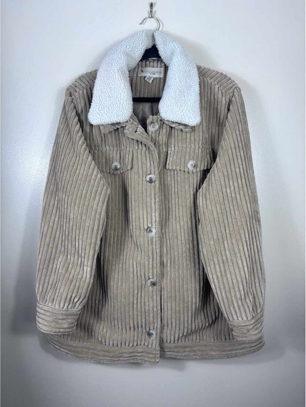 Koolaburra Ugg Corduroy Jacket Removable Fur Collar Camel Sz XL